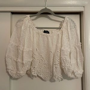 VICI white eyelet top and skirt